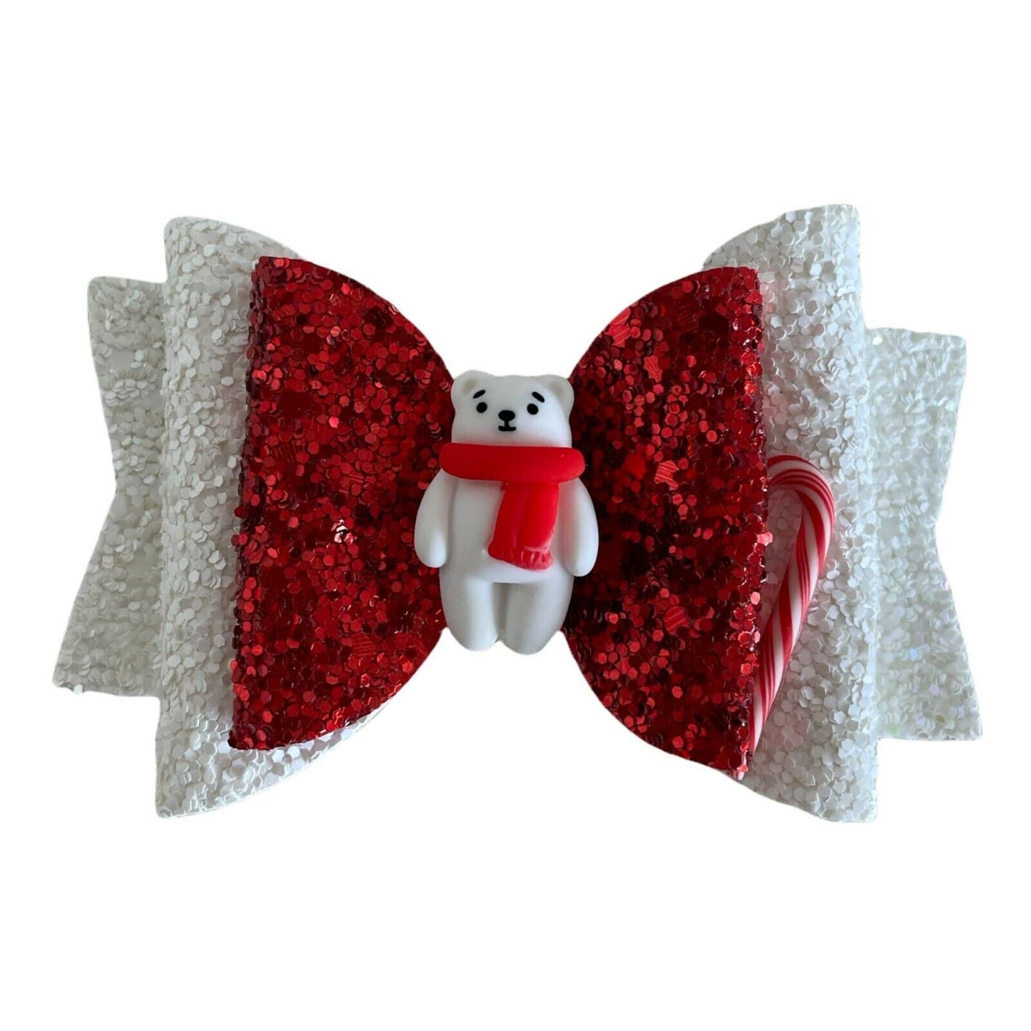 Christmas Accessories Hair Bows Clips Santa Reindeer Snowman Gold Xmas - 3.5"