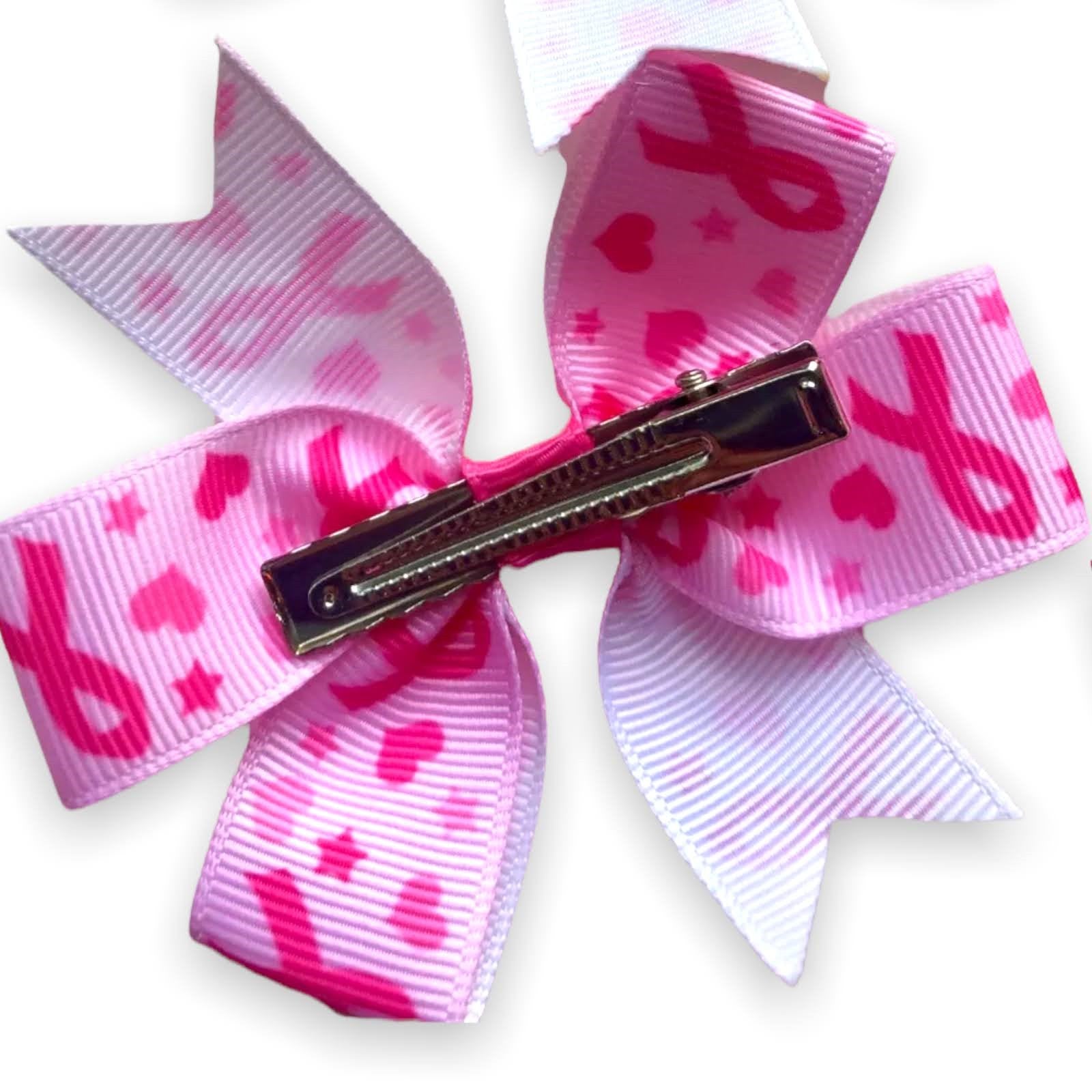Cancer Hair Bows Clips Slides Pink Ribbon Cancer Help Beat IT! Race For Life