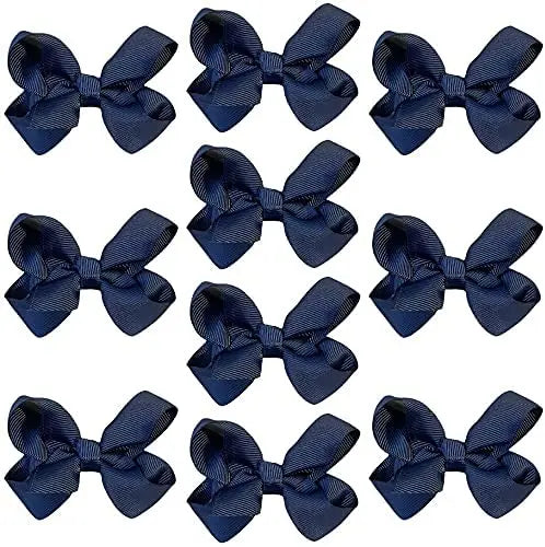 Hair Bow Knots 3" Inch Clips Slides Navy Blue