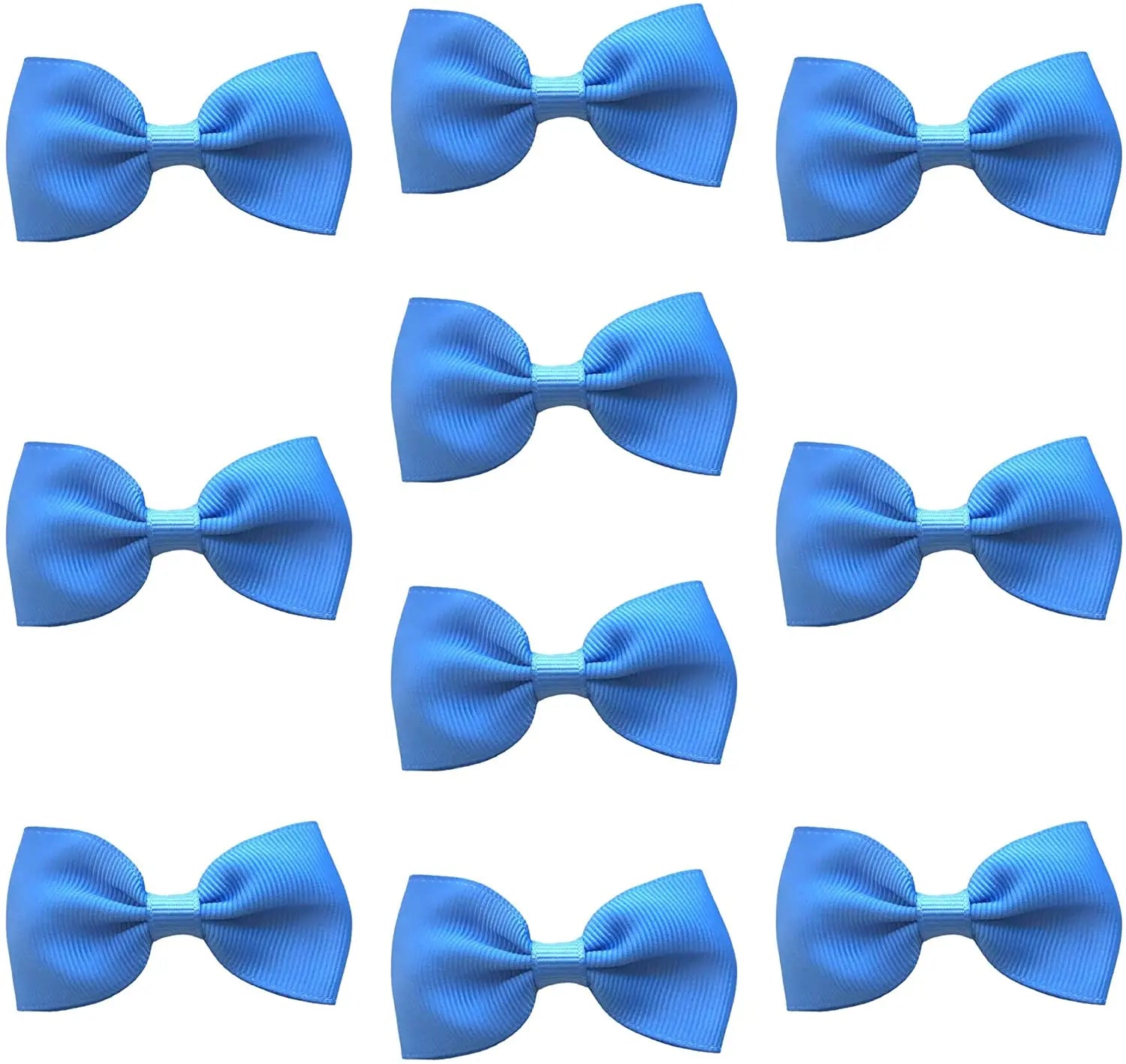 Hair Bows Clips Slides Grips 2.7" inch Solid Vibrant Sky Blue - Lilium Kids