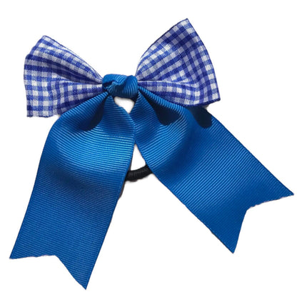 School Uniform Hairband Bows Gingham Long Tail Ribbon Hair Band Ties Elastics