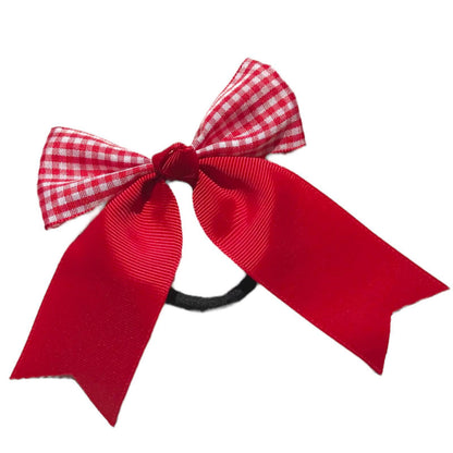 School Uniform Hairband Bows Gingham Long Tail Ribbon Hair Band Ties Elastics