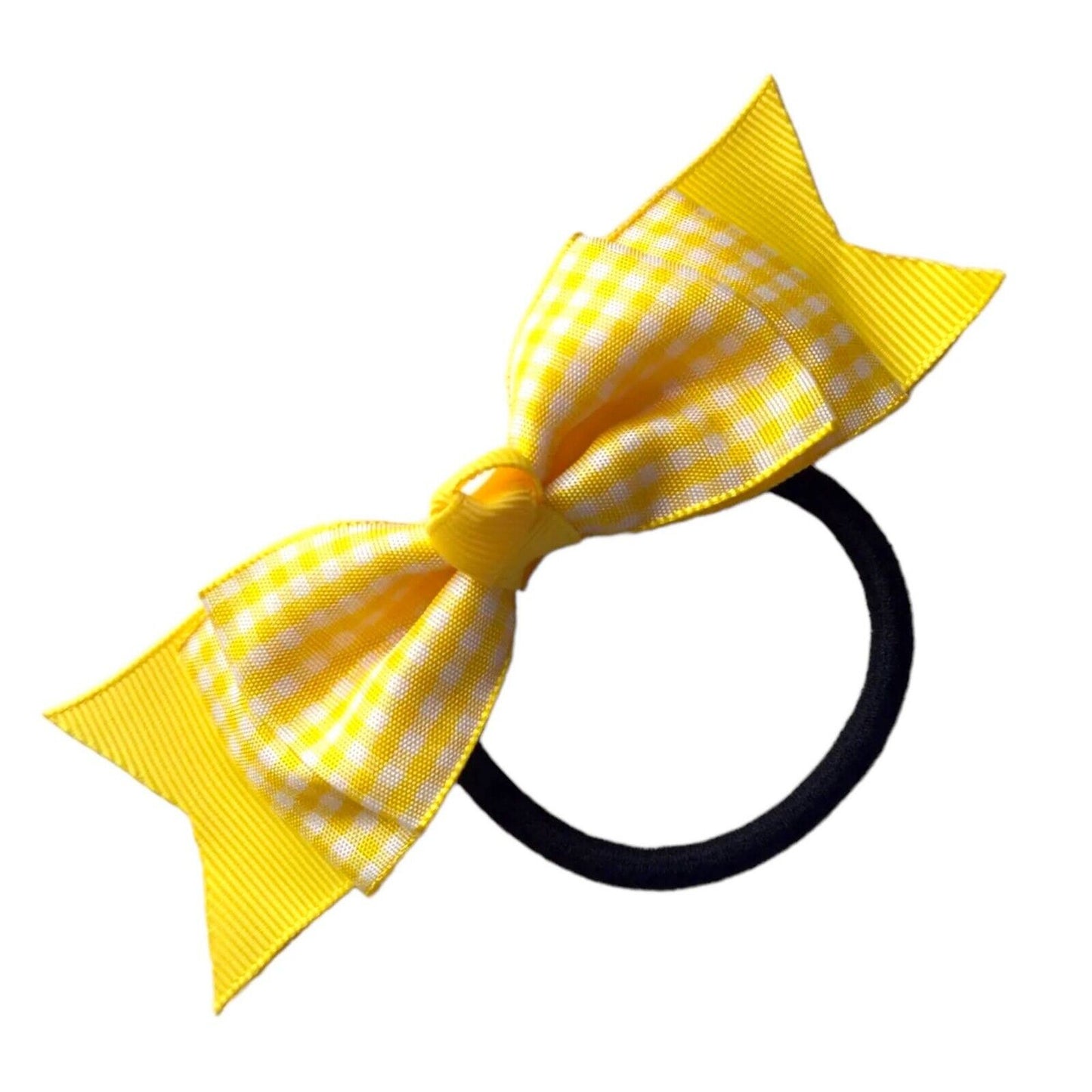 School Uniform Hair Bows Hair Bands Gingham Pattern Cross Hatch Long Bow 4"