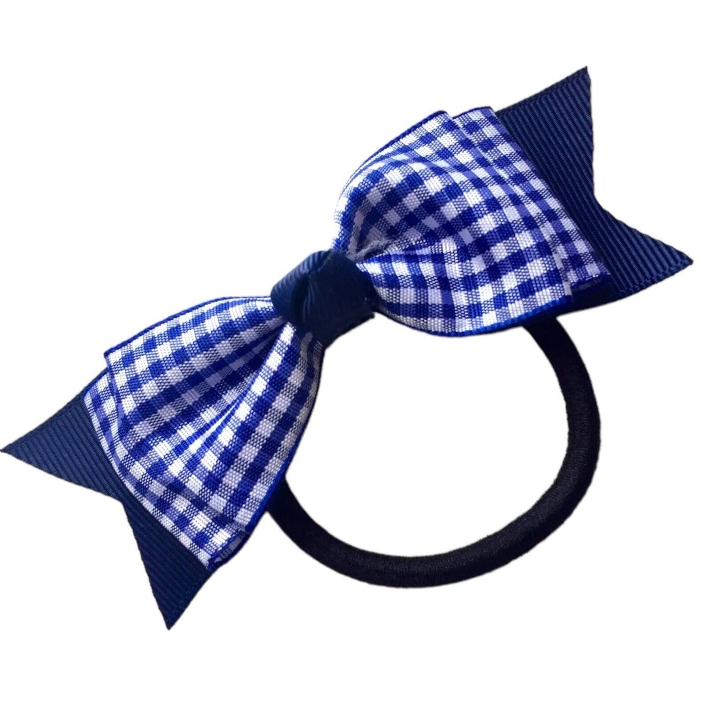 School Uniform Hair Bows Hair Bands Gingham Pattern Cross Hatch Long Bow 4"