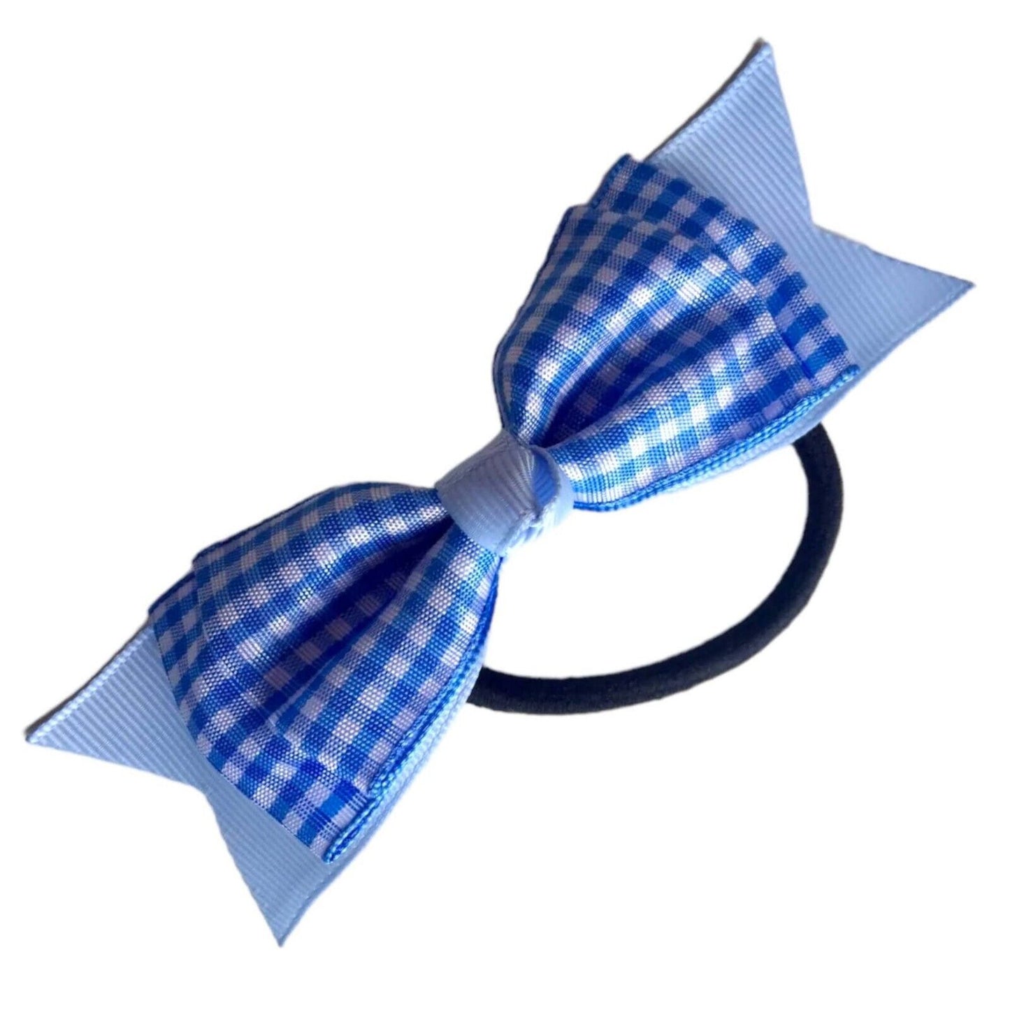 School Uniform Hair Bows Hair Bands Gingham Pattern Cross Hatch Long Bow 4"