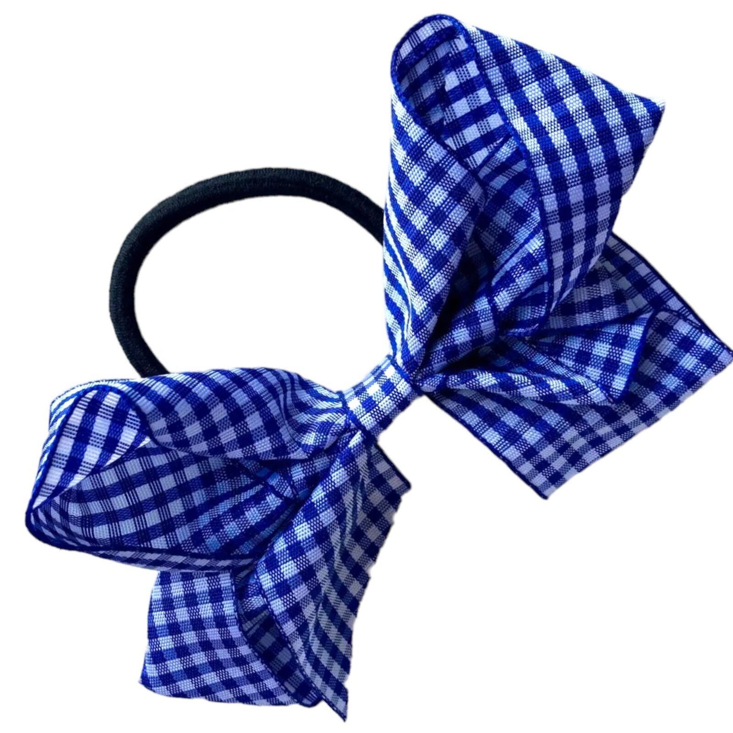 School Uniform Hair Band Bows Cross Hatch Gingham Hairbands - 5" Big Bow Knots