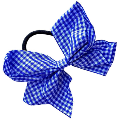 School Uniform Hair Band Bows Cross Hatch Gingham Hairbands - 5" Big Bow Knots