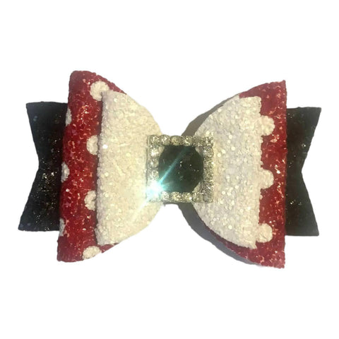 Christmas Accessories Hair Bows Clips Santa Reindeer Snowman Gold Xmas - 3.5"