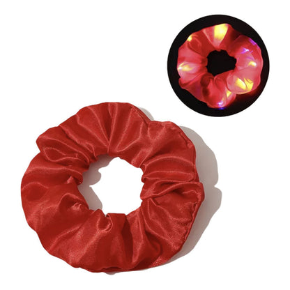 Hair Scrunchies LED Light Up Satin Hair Bands Glow in Dark Running Band