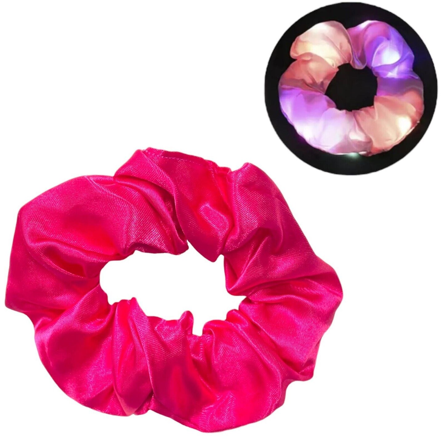 Hair Scrunchies LED Light Up Satin Hair Bands Glow in Dark Running Band