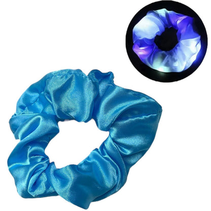 Hair Scrunchies LED Light Up Satin Hair Bands Glow in Dark Running Band