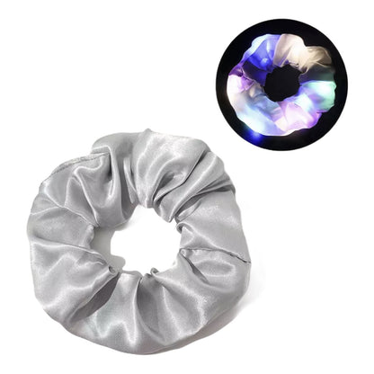 Hair Scrunchies LED Light Up Satin Hair Bands Glow in Dark Running Band