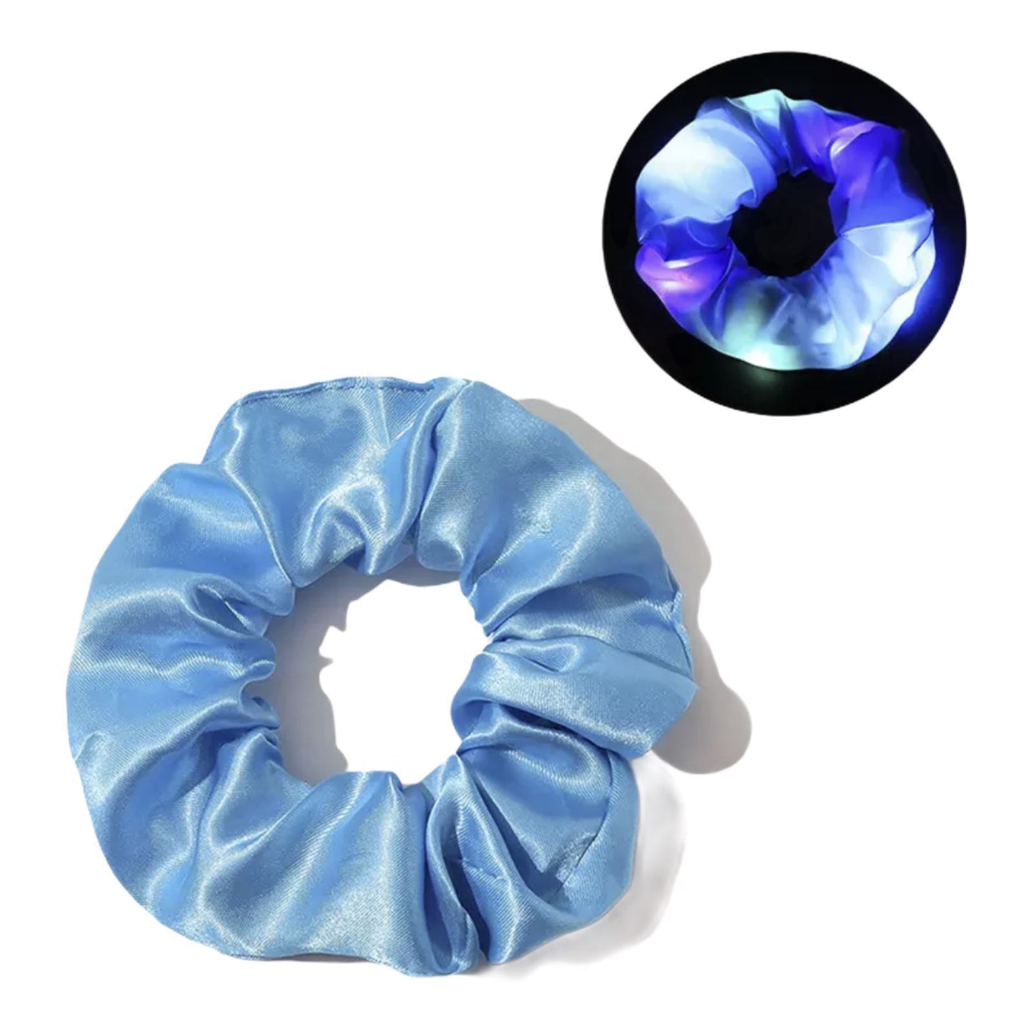 Hair Scrunchies LED Light Up Satin Hair Bands Glow in Dark Running Band