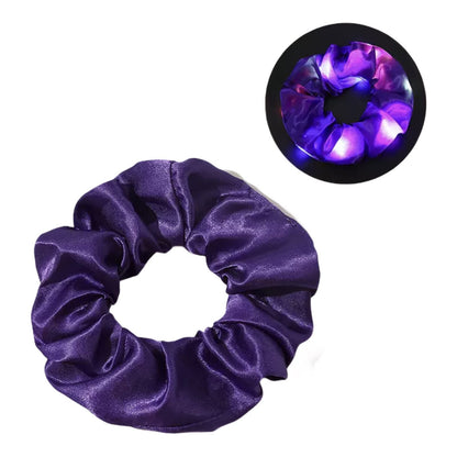 Hair Scrunchies LED Light Up Satin Hair Bands Glow in Dark Running Band