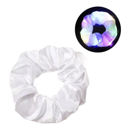 Hair Scrunchies LED Light Up Satin Hair Bands Glow in Dark Running Band