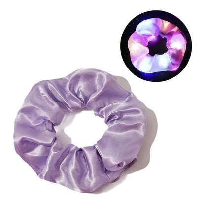 Hair Scrunchies LED Light Up Satin Hair Bands Glow in Dark Running Band