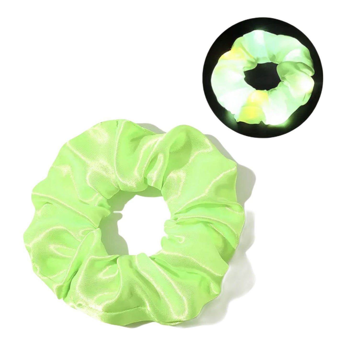 Hair Scrunchies LED Light Up Satin Hair Bands Glow in Dark Running Band