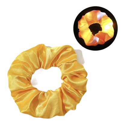 Hair Scrunchies LED Light Up Satin Hair Bands Glow in Dark Running Band