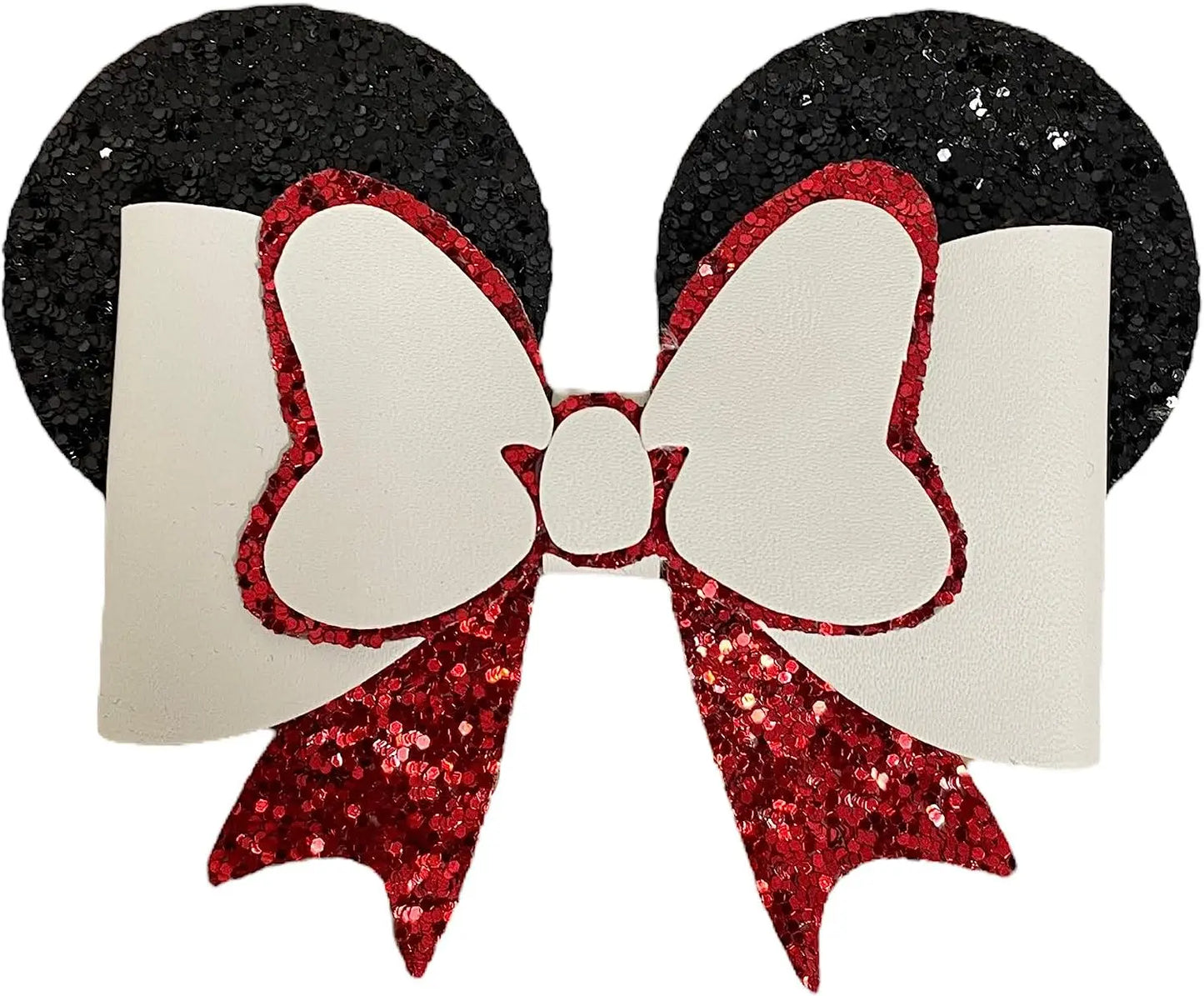 Minnie and Mickey Mouse Ears Hair Bows Clips Glitter Accessory Cute Slides 2pk