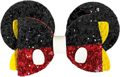 Minnie and Mickey Mouse Ears Hair Bows Clips Glitter Accessory Cute Slides 2pk