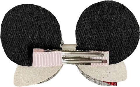 Minnie and Mickey Mouse Ears Hair Bows Clips Glitter Accessory Cute Slides 2pk