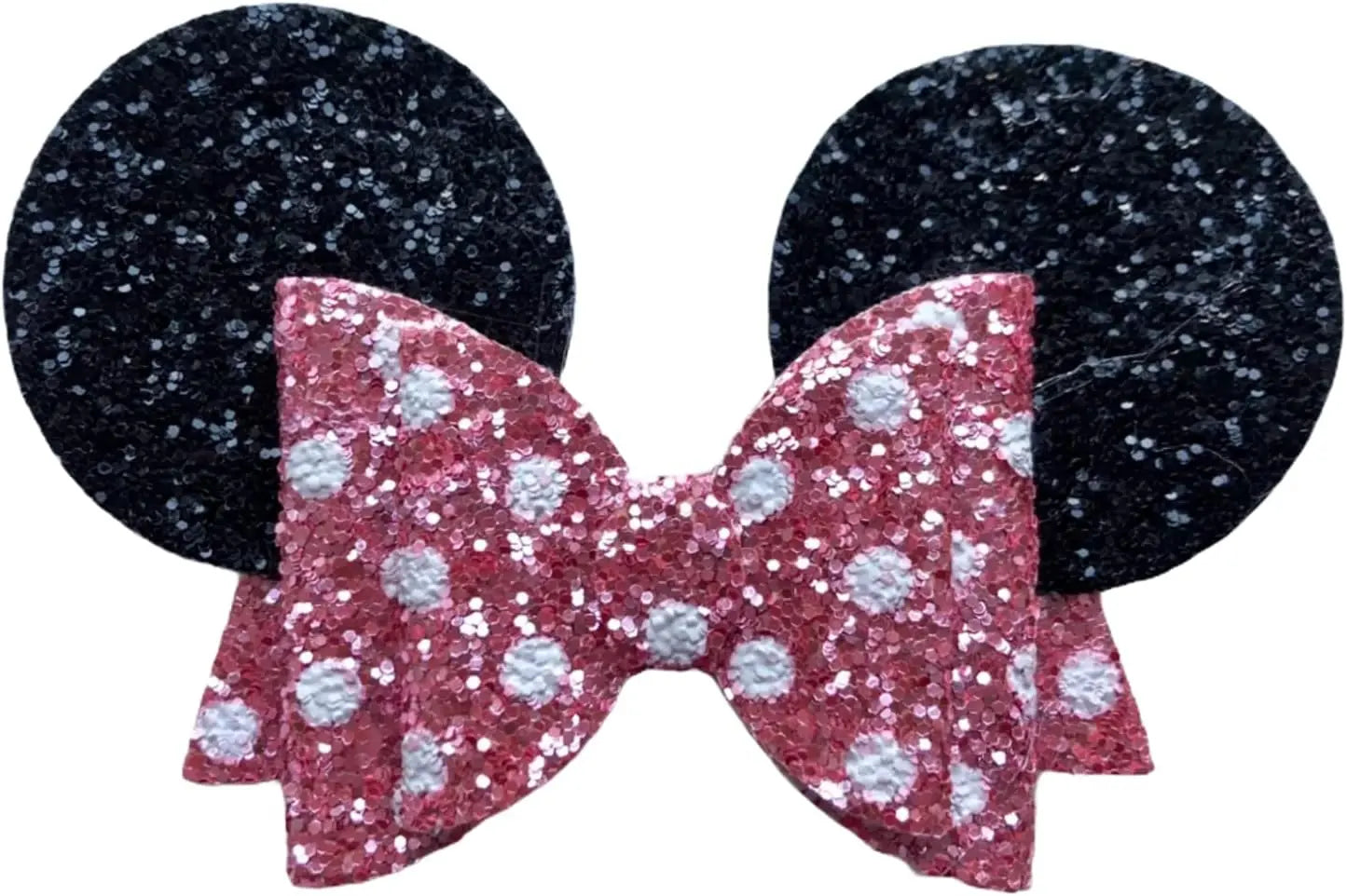 Minnie Mouse Ears Girls Glitter Hair Bows Clips Slides Grips 3.5" Inch Handmade