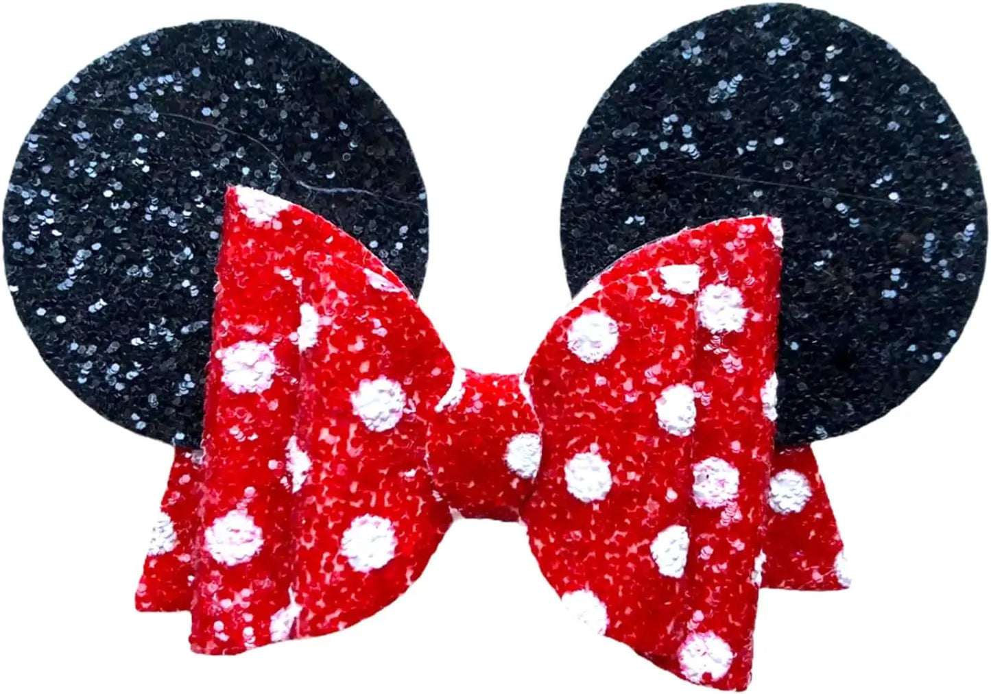 Minnie Mouse Ears Girls Glitter Hair Bows Clips Slides Grips 3.5" Inch Handmade