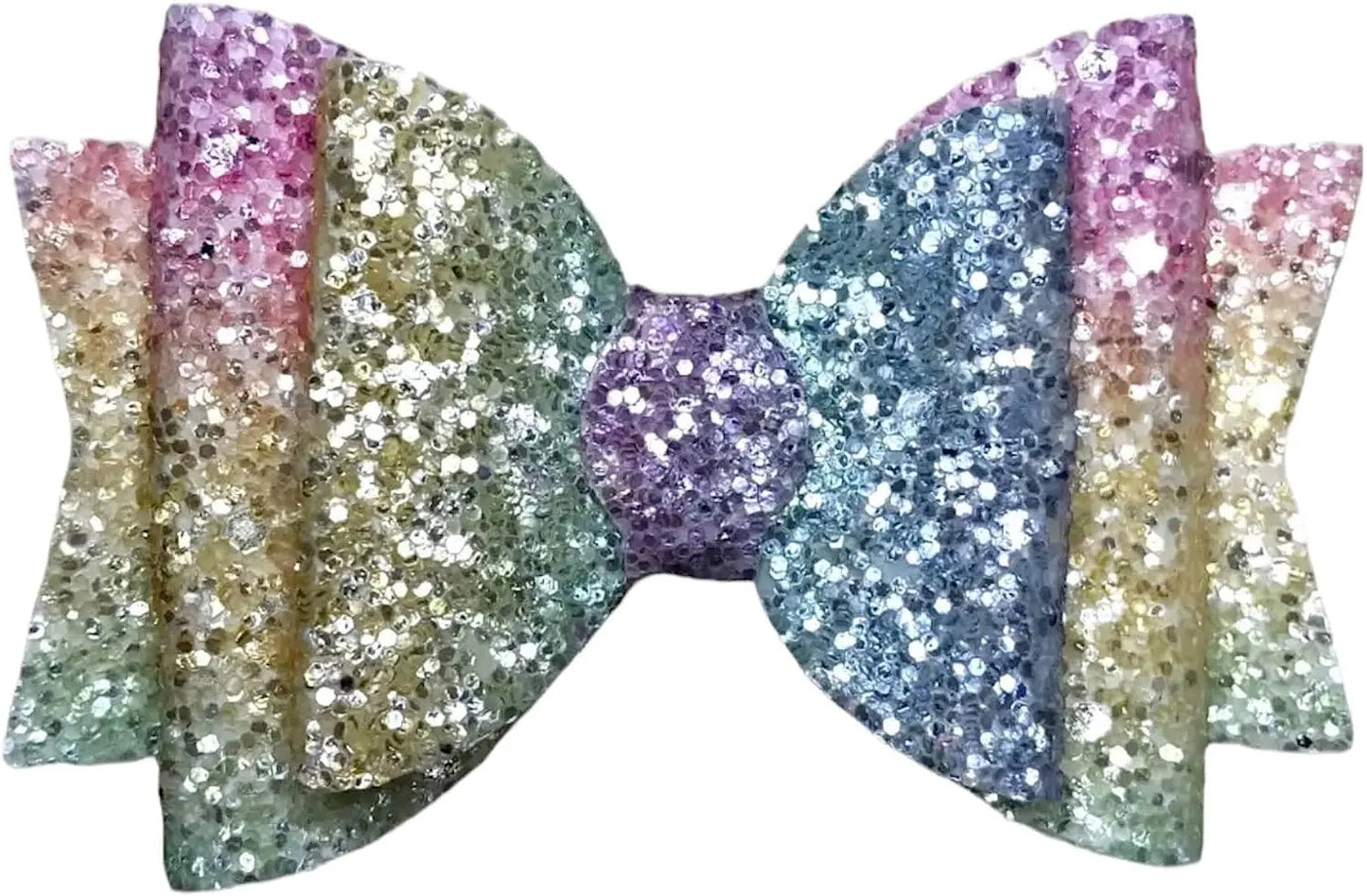 Pastel Rainbow Glitter Hair Bows Clips Slides Grips for Woman Girls Handmade 3.5