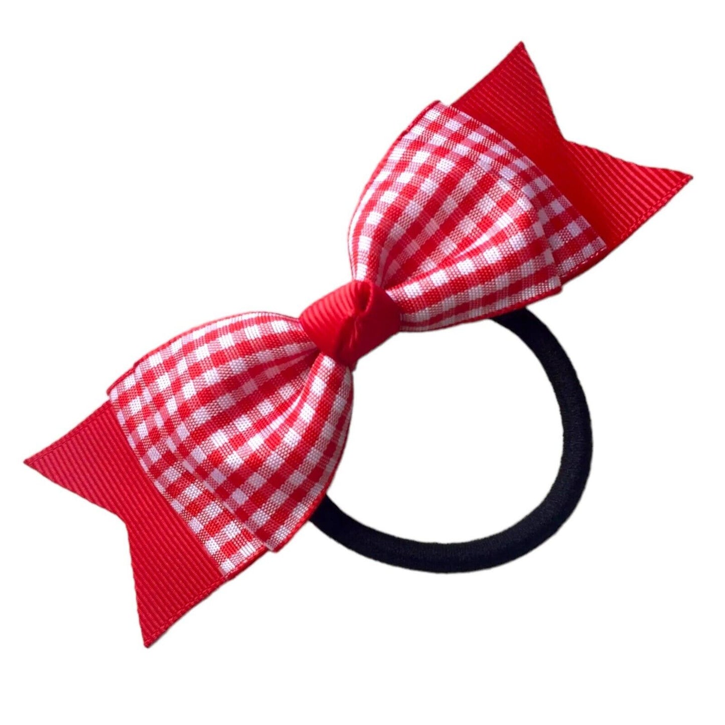 School Uniform Hair Bows Hair Bands Gingham Pattern Cross Hatch Long Bow 4"