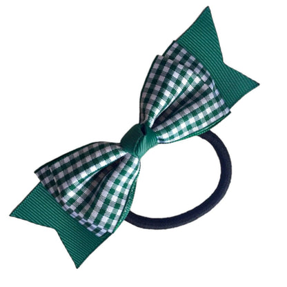 School Uniform Hair Bows Hair Bands Gingham Pattern Cross Hatch Long Bow 4"