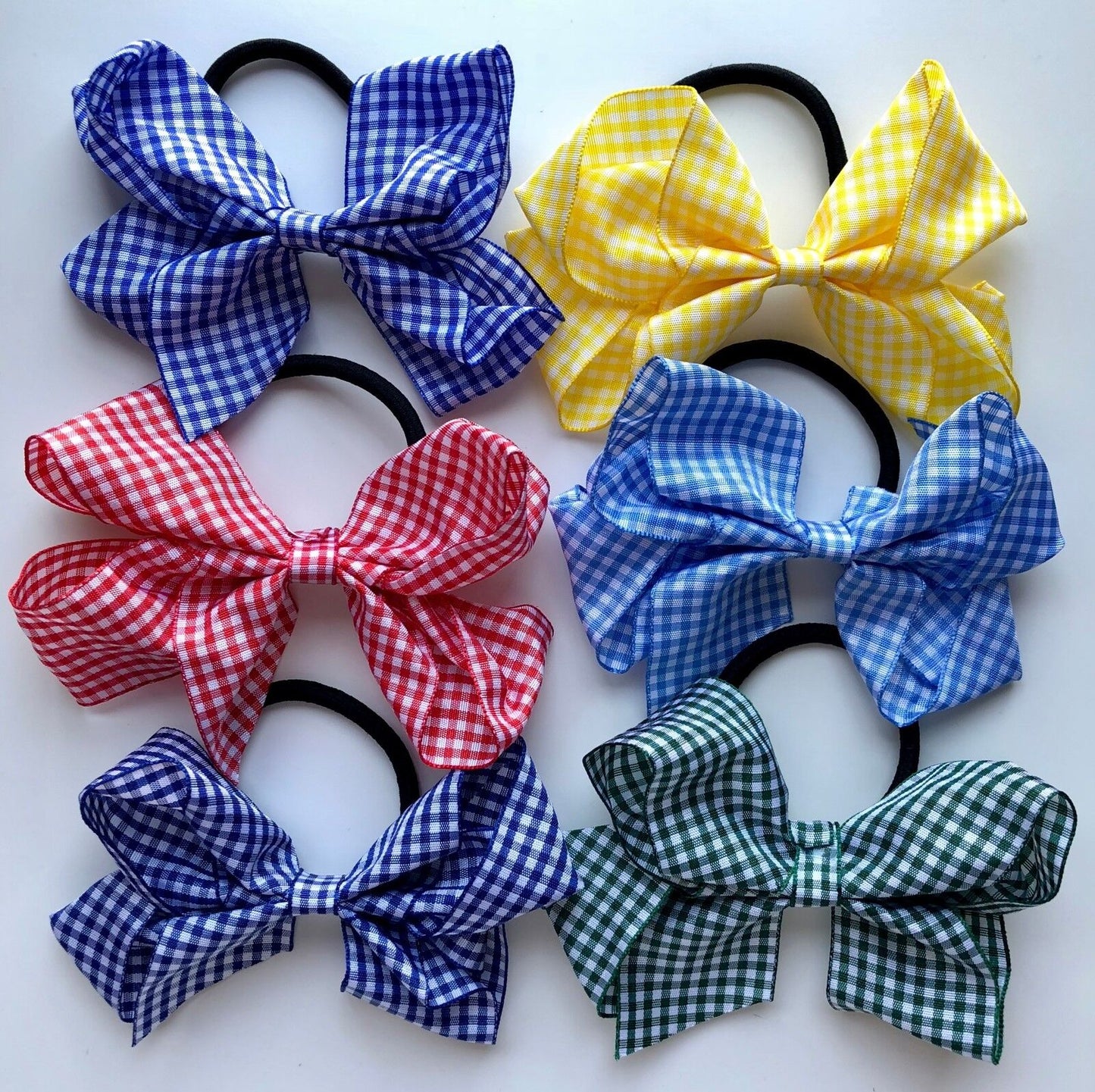 School Uniform Hair Band Bows Cross Hatch Gingham Hairbands - 5" Big Bow Knots