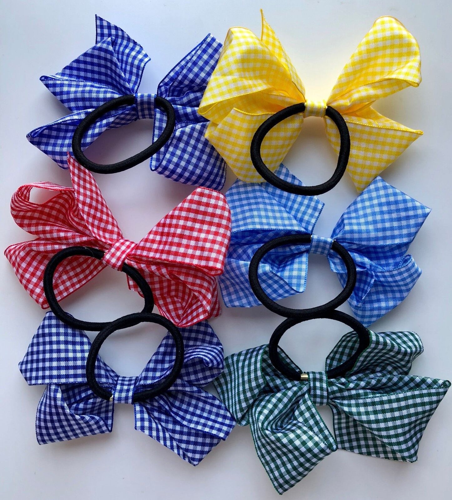 School Uniform Hair Band Bows Cross Hatch Gingham Hairbands - 5" Big Bow Knots