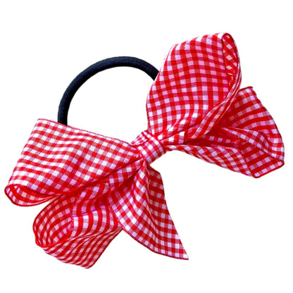 School Uniform Hair Band Bows Cross Hatch Gingham Hairbands - 5" Big Bow Knots