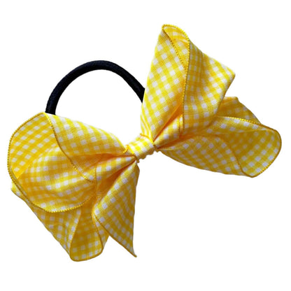 School Uniform Hair Band Bows Cross Hatch Gingham Hairbands - 5" Big Bow Knots