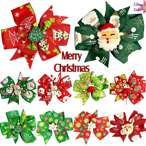 Christmas Hair Accessories, Bows, Slides Clips Xmas 3" Centre Embellishment