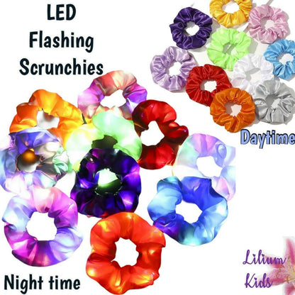 Hair Scrunchies LED Light Up Satin Hair Bands Glow in Dark Running Band