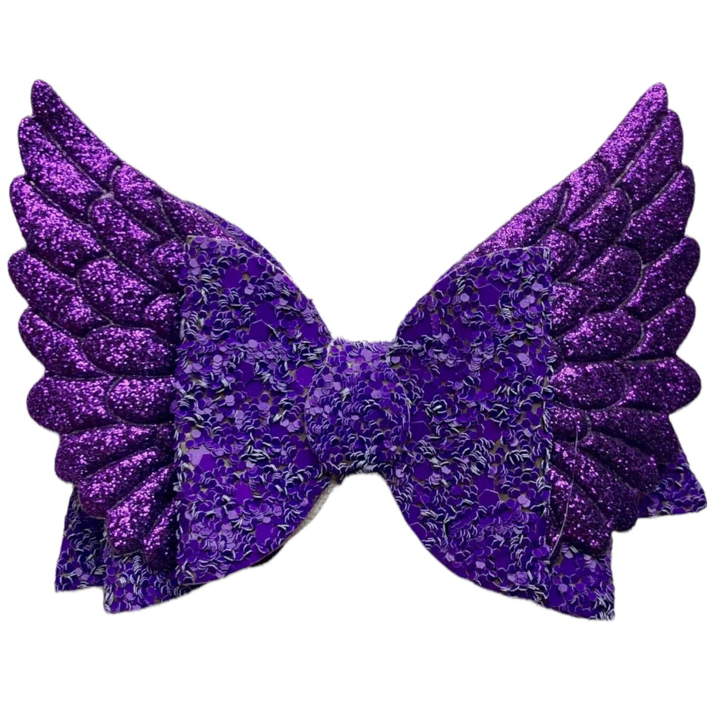 Angel Wing Hair Bows Clips Accessories - Cute Shiny Glitter Design - 3.5" Clip - Lilium Kids