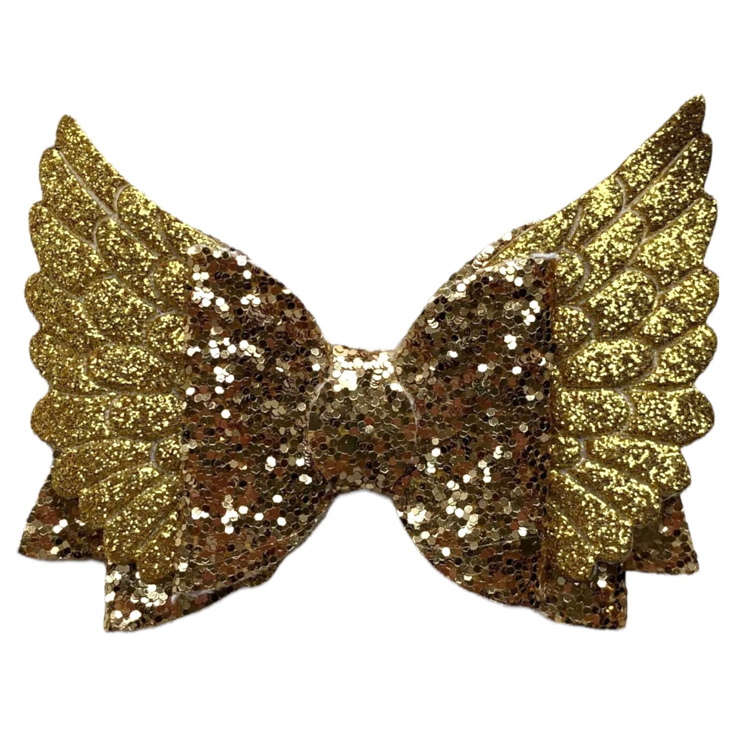 Angel Wing Hair Bows Clips Accessories - Cute Shiny Glitter Design - 3.5" Clip - Lilium Kids