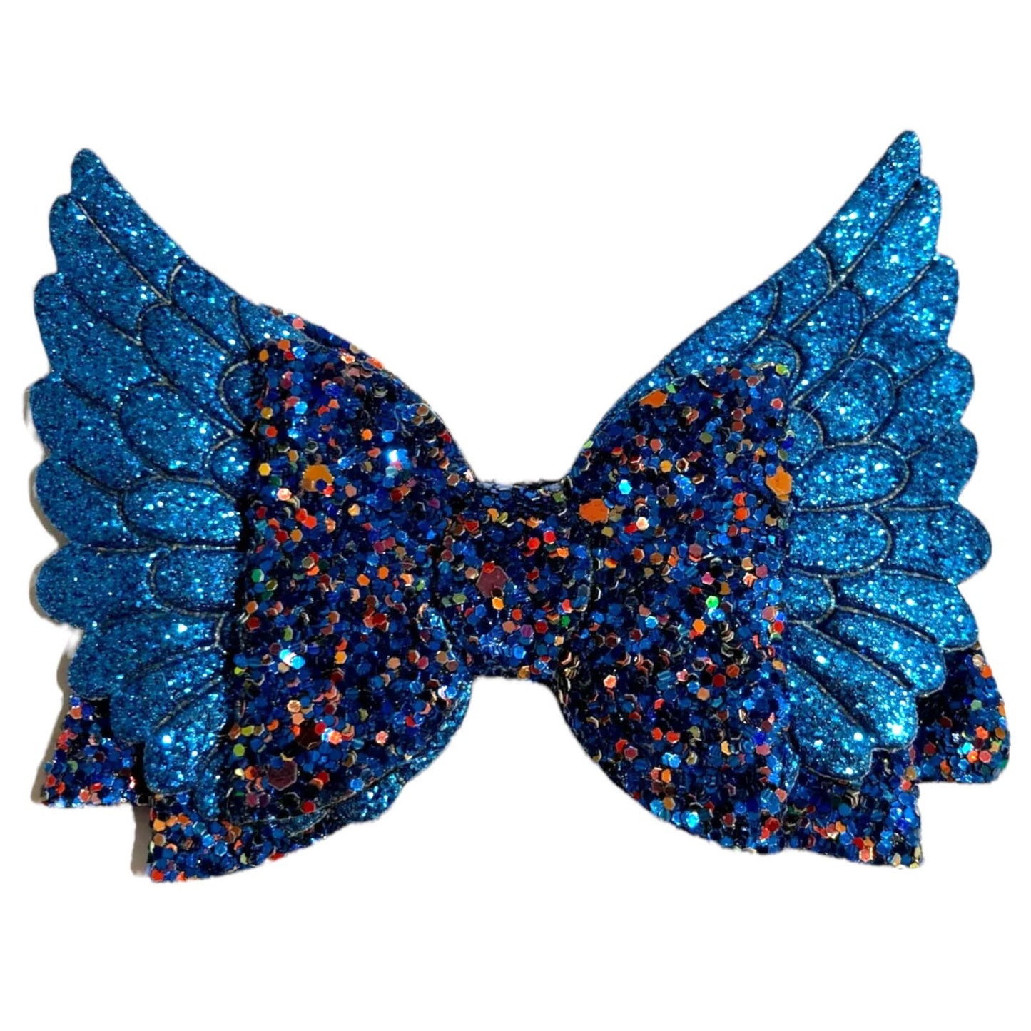 Angel Wing Hair Bows Clips Accessories - Cute Shiny Glitter Design - 3.5" Clip - Lilium Kids