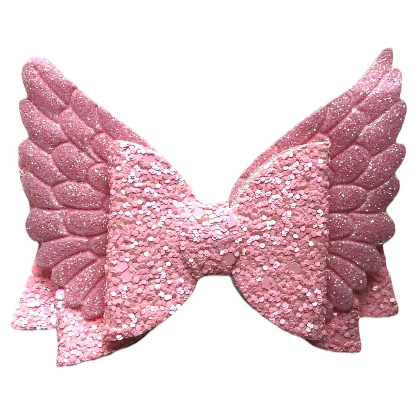 Angel Wing Hair Bows Clips Accessories - Cute Shiny Glitter Design - 3.5" Clip - Lilium Kids