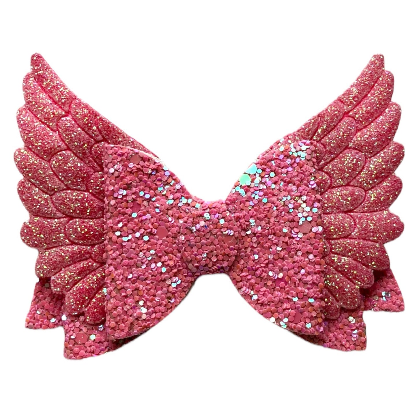 Angel Wing Hair Bows Clips Accessories - Cute Shiny Glitter Design - 3.5" Clip - Lilium Kids