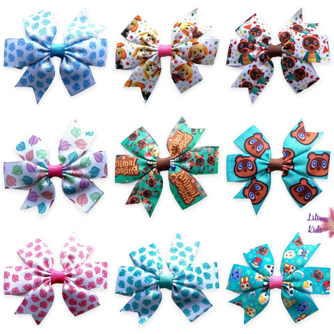Animal Crossing Game Hair Bows Clips Slides 3" Bows