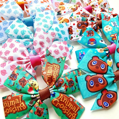 Animal Crossing Game Hair Bows Clips Slides 3" Bows