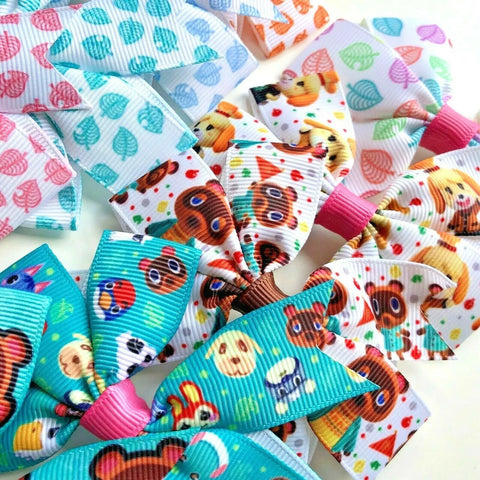 Animal Crossing Game Hair Bows Clips Slides 3" Bows