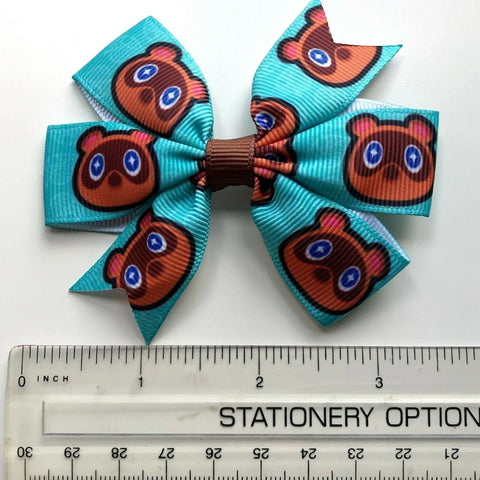 Animal Crossing Game Hair Bows Clips Slides 3" Bows