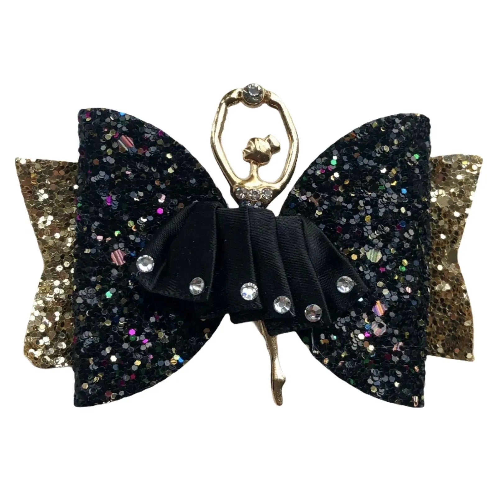 Ballerina Hair Bows Premium Glitter Hair Bow with Ballerina & Diamantes 3.5