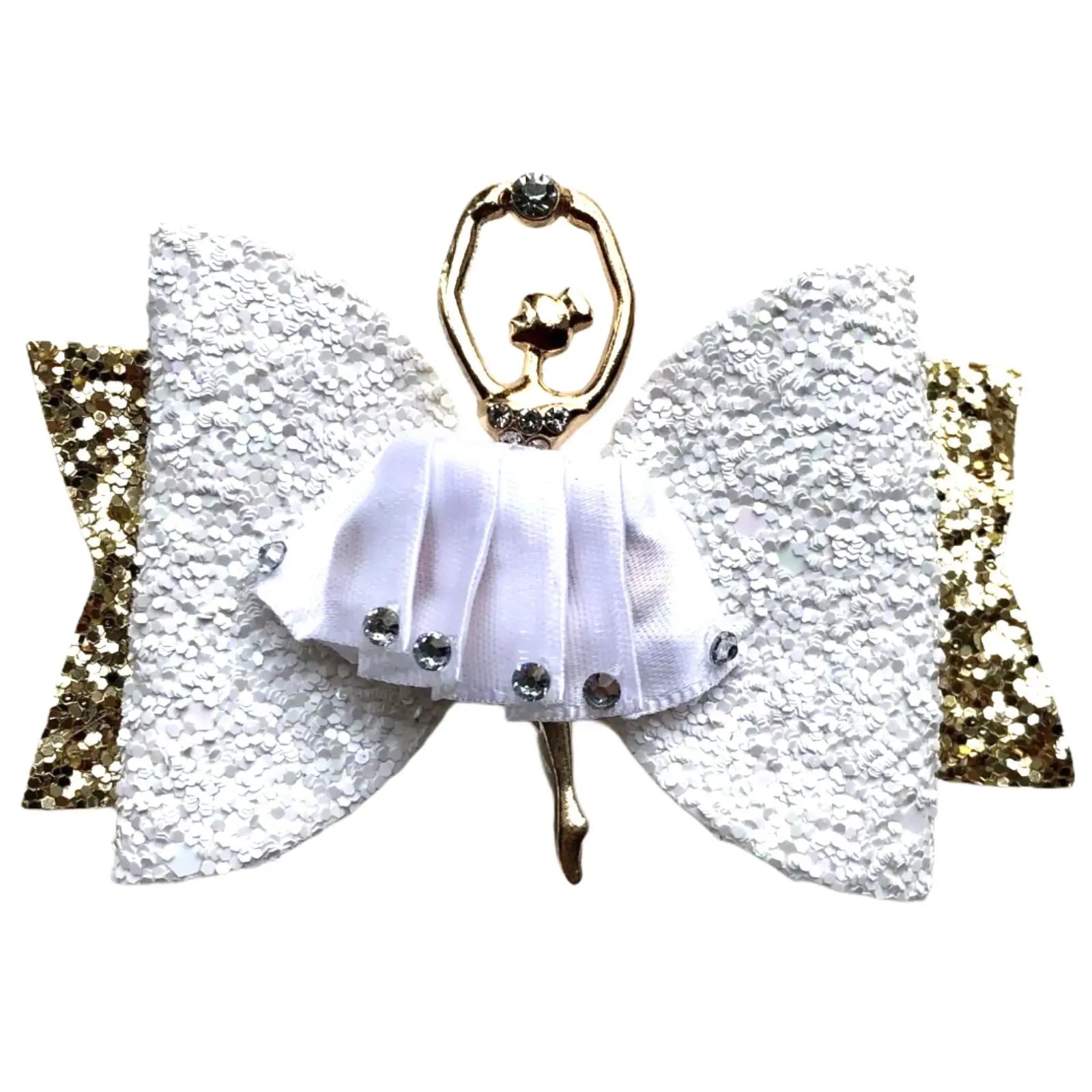 Ballerina Hair Bows Premium Glitter Hair Bow with Ballerina & Diamantes 3.5