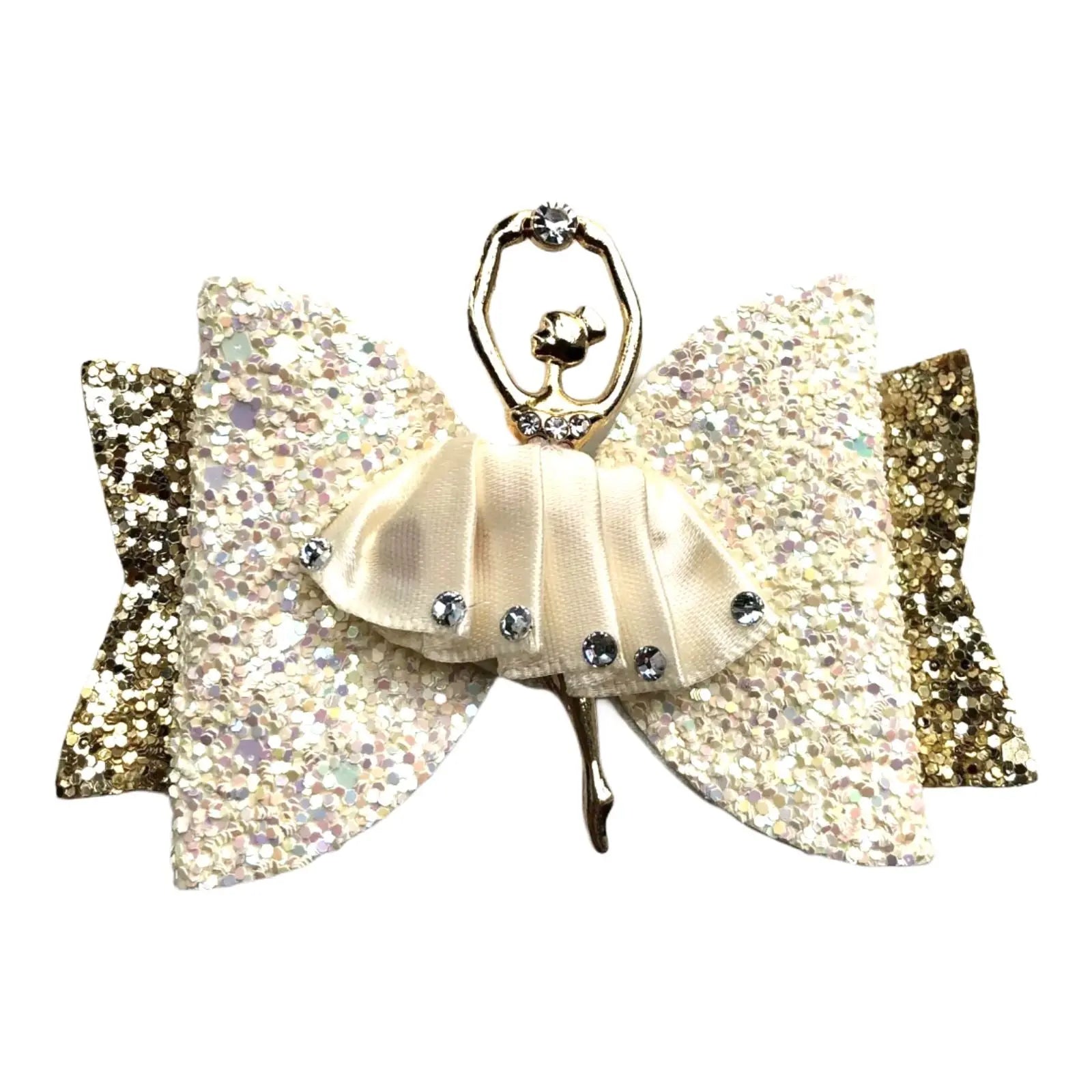 Ballerina Hair Bows Premium Glitter Hair Bow with Ballerina & Diamantes 3.5