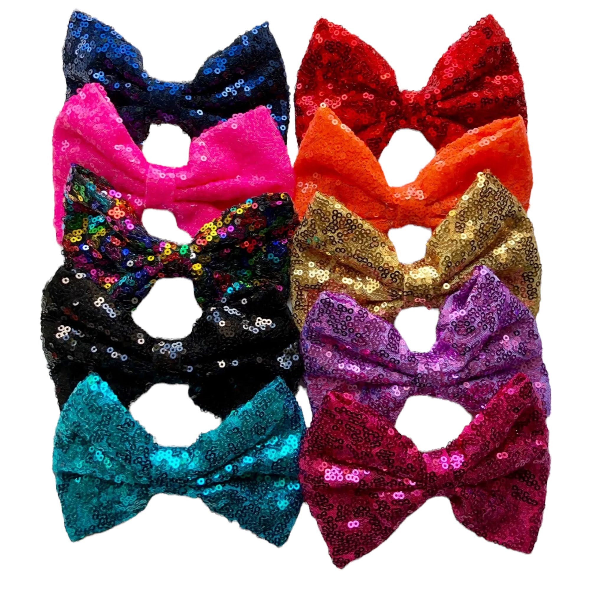 Big Sequin Hair Bows 5” With Clip Sparkly Glitter Sequins Hair Clips Slides - Lilium Kids