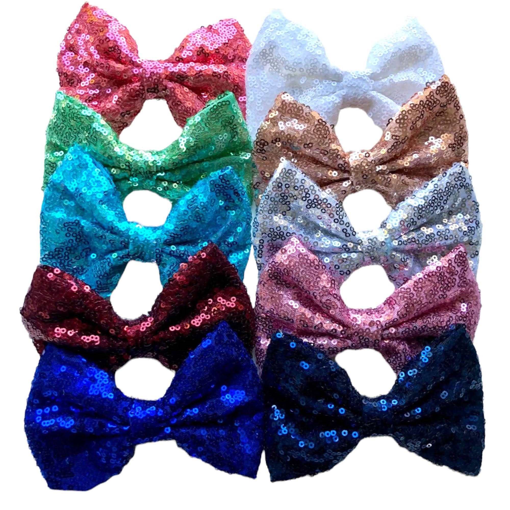 Big Sequin Hair Bows 5” With Clip Sparkly Glitter Sequins Hair Clips Slides - Lilium Kids